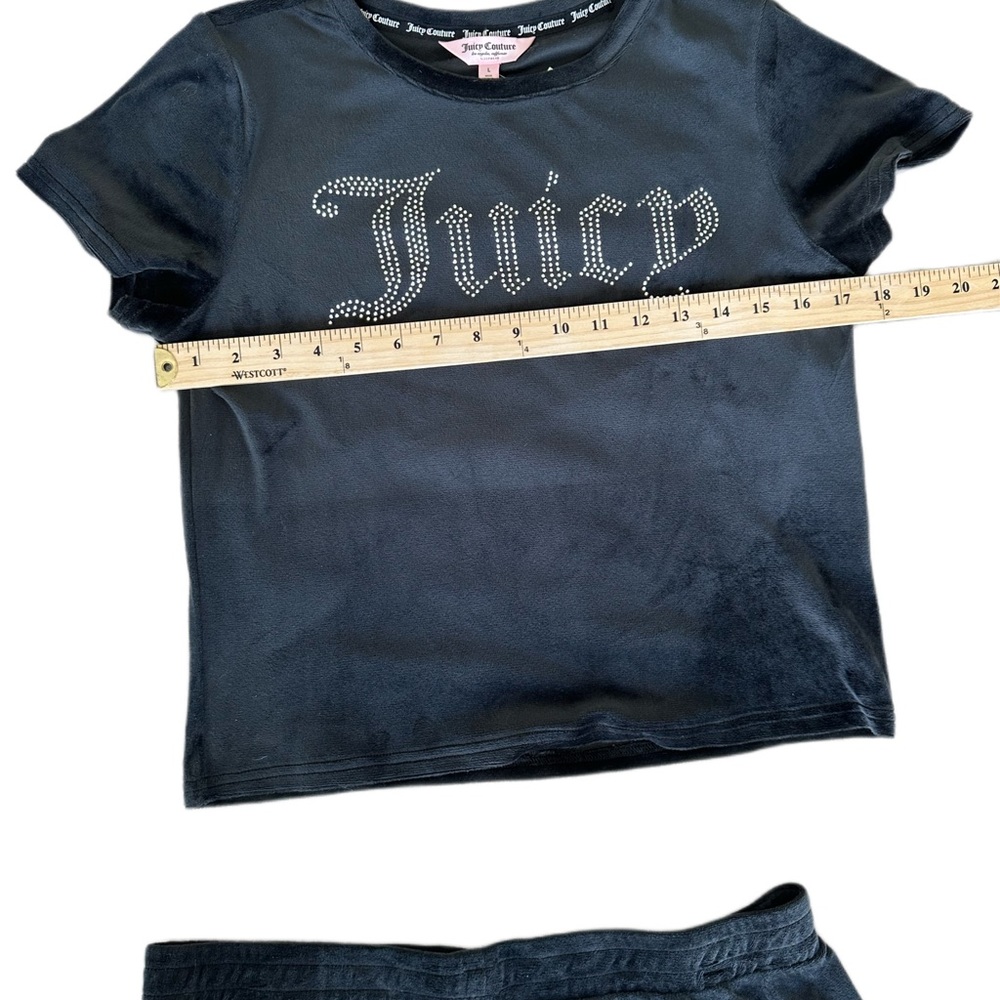 Juicy Couture 2 PC Black Velour Sleepwear Large NWT Shorts + Top Pajamas Lounge - Picture 5 of 10